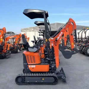 Miniexcavadora compacta 1 ton, motor Kubota 3 cilindros diésel, giro cero